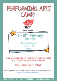 Thrive Half Term Camp 2026 Poster with event details